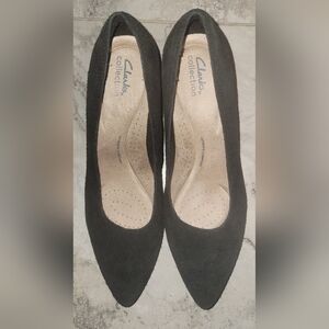 Clarks‎ Collection Black Suede Block Heels Sz 9.5